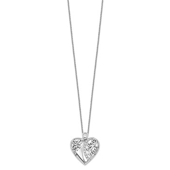 Sentimental Expressions Sterling Silver Rhodium-plated CZ Antiqued 18in Angel of Love Necklace — alternate view