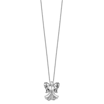 Sentimental Expressions Sterling Silver Rhodium-plated CZ Antiqued Angel of Strength 18in Necklace — alternate view