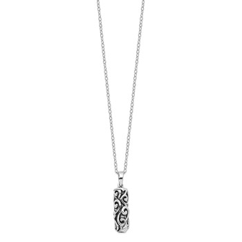 Sentimental Expressions Sterling Silver Rhodium-plated Antiqued Cylinder Remembrance Ash Holder 18 Inch Necklace — alternate view