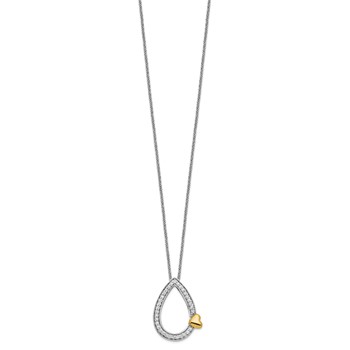 Sentimental Expressions Sterling Silver Gold-plated CZ A Tear of Love 18in Necklace — alternate view