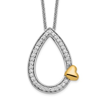 Sentimental Expressions Sterling Silver Gold-plated CZ A Tear of Love 18in Necklace