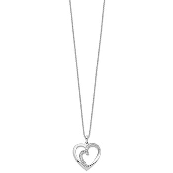 Sentimental Expressions Sterling Silver Rhodium-plated CZ Two Souls Lived As One 18in Heart Necklace — alternate view