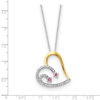 Sterling Silver & Gold-plated CZ Forever By Your Side 18in Necklace — alternate view