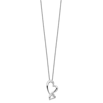 Sentimental Expressions Sterling Silver Rhodium-plated CZ Protected Heart 18in Necklace — alternate view