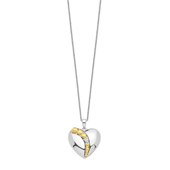 Sentimental Expressions Sterling Silver Rhodium and Gold-plated CZ I Love You More Each Day Heart 18 inch Necklace with Poem Card — alternate view