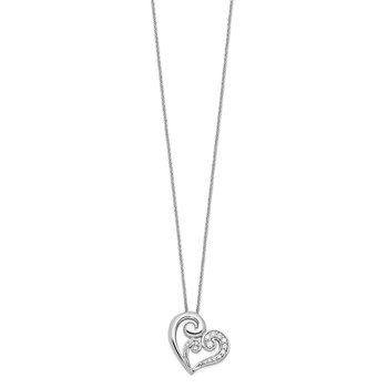 Sentimental Expressions Sterling Silver Rhodium-plated CZ A Mothers Journey 18in Heart Necklace — alternate view
