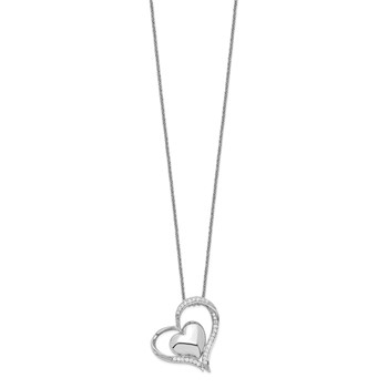 Sentimental Expressions Sterling Silver Rhodium-plated CZ In My Heart Double Hear 18 inch Necklace with Poem Card — alternate view