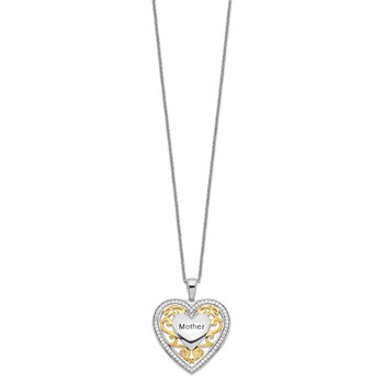 Sentimental Expressions Sterling Silver Gold-plated Mother 18 Inch Heart Necklace — alternate view