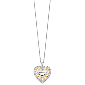 Sentimental Expressions Sterling Silver Gold-plated Grandma 18in Heart Necklace — alternate view