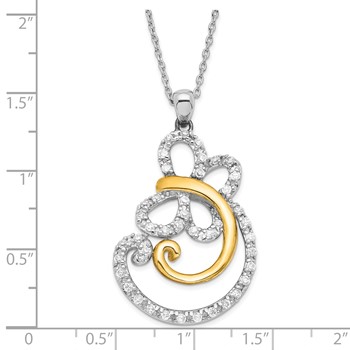 Sentimental Expressions Sterling Silver & Gold-plated Polished CZ Carefree Butterfly Necklace — alternate view
