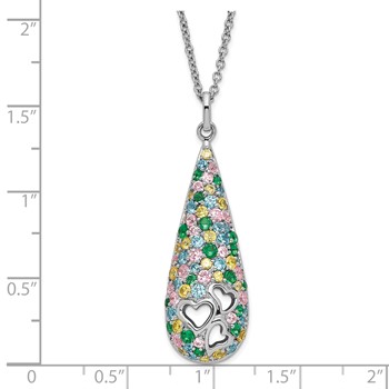Sentimental Expressions Sterling Silver Polished Multicolor CZ Cheerdrops Necklace — alternate view
