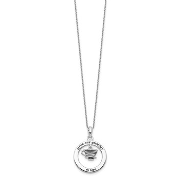 Sentimental Expressions Sterling Silver Rhodium-plated Antiqued Serve One Another 18in Necklace — alternate view