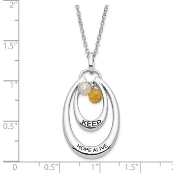 Sentimental Expressions Sterling Silver Polished & Antiqued Yellow & Clear CZ Keep Hope Alive Necklace — alternate view