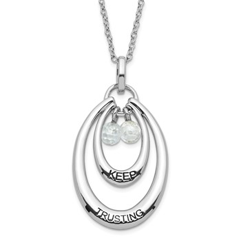 Sentimental Expressions Sterling Silver Polished & Antiqued CZ Keep Trusting Necklace