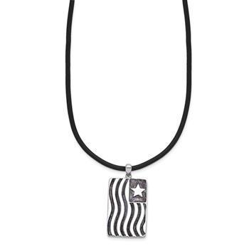 Sentimental Expressions Sterling Silver Rhodium-plated Waves Of Pride 22in Rubber Cord with 2in ext Necklace — alternate view
