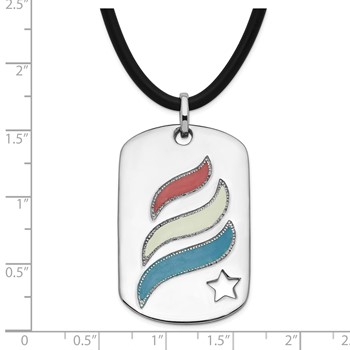 Sentimental Expressions Sterling Silver Polished & Enameled Embrace Hope Dogtag Rubber Cord w/ 2in ext Necklace — alternate view