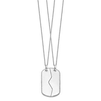 Sentimental Expressions Sterling Silver Rhodium-plated Antiqued Military Dog Tag For Two 18in Necklaces — alternate view