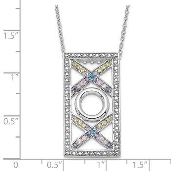 Sentimental Expressions Sterling Silver Polished Multicolor CZ Love and Kisses Necklace — alternate view