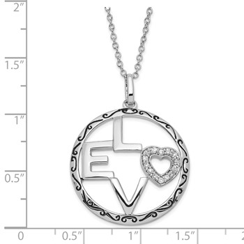 Sentimental Expressions Sterling Silver Polished & Antiqued CZ LOVE Circle Necklace — alternate view