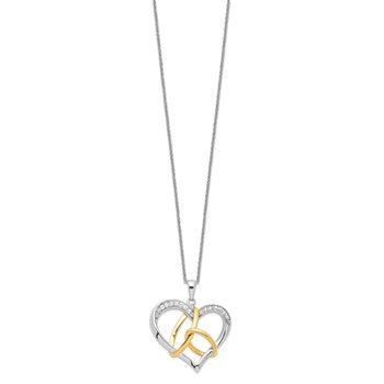 Sentimental Expressions Sterling Silver Gold-plated CZ To Have And To Hold 18in Necklace — alternate view