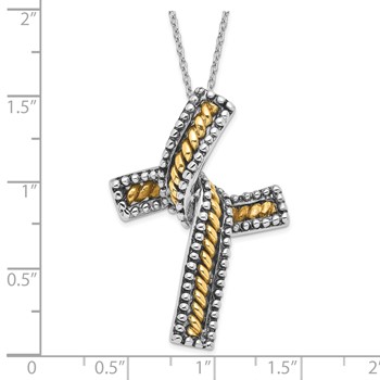Sentimental Expressions Sterling Silver & Gold-plated Polished & Antiqued Completion Cross Necklace — alternate view