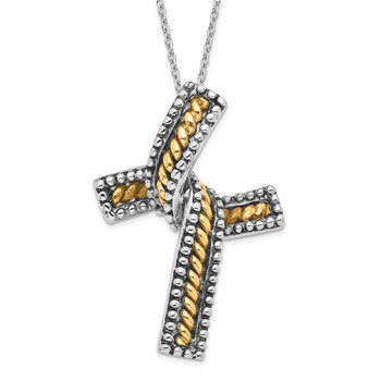 Sentimental Expressions Sterling Silver & Gold-plated Polished & Antiqued Completion Cross Necklace