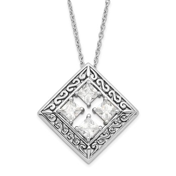 Sterling Silver Antiqued CZ Cornerstones Of Integrity Necklace
