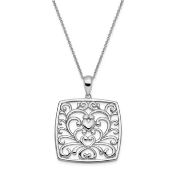 "Sentimental Expressions Sterling Silver Rhodium-plated I Care About What You Are Going Through 18"" Necklace"