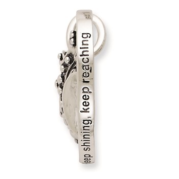 Sentimental Expressions Sterling Silver Polished & Antiqued Keep Shining, Keep Reaching Crown Necklace — alternate view