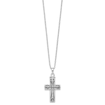 Sentimental Expressions Sterling Silver  Rhodium-plated Antiqued Cross Ash Holder 18 Inch Necklace — alternate view