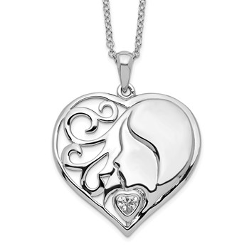 "Sentimental Expressions Sterling Silver Rhodium-plated CZ My Daughter, My Heart's Treasure 18in Necklace"
