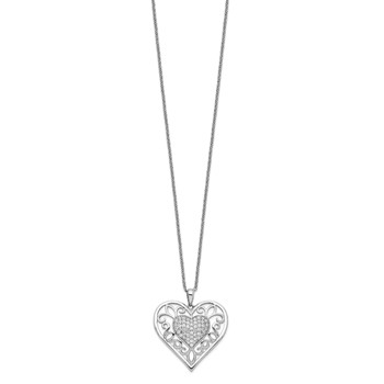 Sentimental Expressions Sterling Silver Rhodium-plated Antiqued CZ To My Daughter 18in Heart Necklace — alternate view