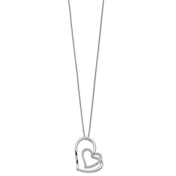 Sentimental Expressions Sterling Silver Rhodium-plated Antiqued CZ Thank You Grandma 18in Hearts Necklace — alternate view