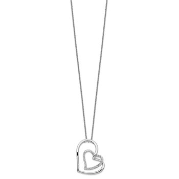 Sentimental Expressions Sterling Silver Rhodium-plated Antiqued CZ Thank You Mother 18in Hearts Necklace — alternate view