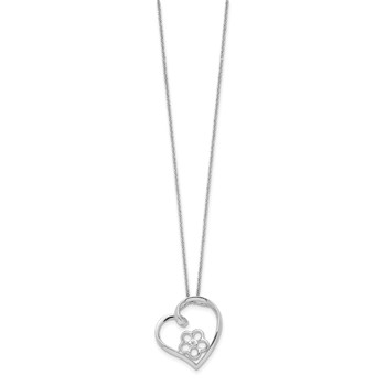 Sentimental Expressions Sterling Silver Rhodium-plated CZ My Special Niece 18in Flower in Heart Necklace — alternate view