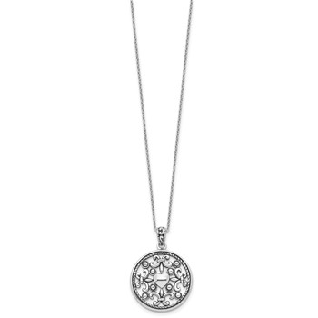 "Sentimental Expressions Sterling Silver Rhodium-plated A Friend For All Seasons 18"" Fleur de lis Necklace" — alternate view