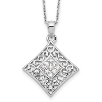 Sentimental Expressions Sterling Silver Rhodium-plated CZ I Love You All Year Long 18in Necklace