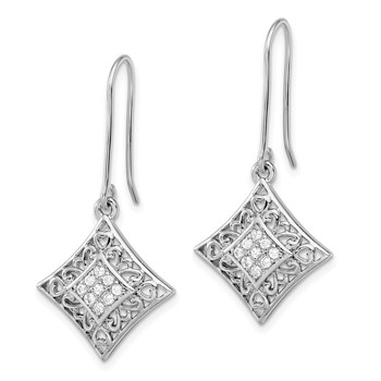 Sentimental Expressions Sterling Silver Rhodium-plated CZ I Love You All Year Long Earrings — alternate view