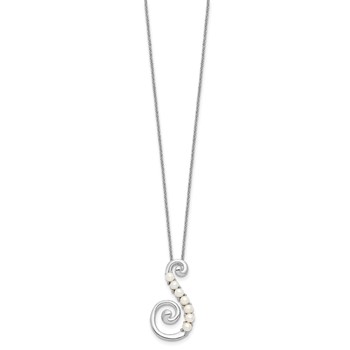 Sentimental Expressions Sterling Silver Rhodium-plated FW Cultured Pearl Reaching Out 18in Necklace — alternate view