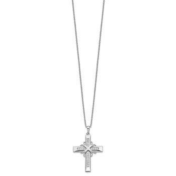 Sentimental Expressions Sterling Silver Rhodium-plated CZ Steadfast Love 18in Cross Necklace — alternate view