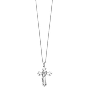 Sentimental Expressions Sterling Silver Rhodium-plated CZ My Journey Of Hope 18in Cross Necklace — alternate view