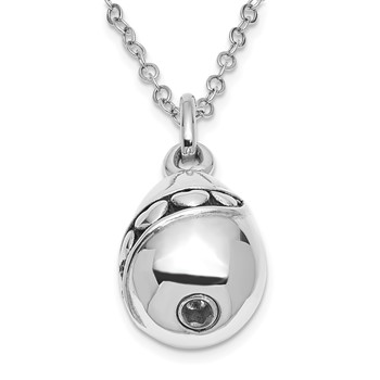 Sentimental Expressions Sterling Silver Rhodium-plated Antiqued Tear Of Love Ash Holder 18 Inch Necklace — alternate view