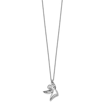 Sentimental Expressions Sterling Silver Rhodium-plated CZ Antiqued Angel Of Joy 18in. Necklace — alternate view