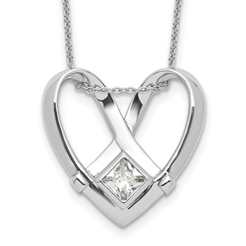 Sentimental Expressions Sterling Silver Rhodium-plated CZ Captivated 18in. Necklace