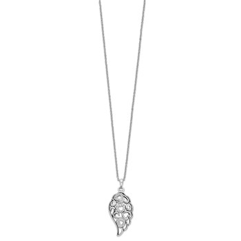 Sentimental Expressions Sterling Silver Rhodium-plated CZ Wind Beneath My Wings 18in. Necklace — alternate view