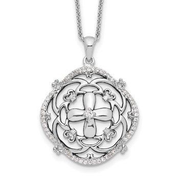 Sentimental Expressions Sterling Silver Rhodium-plated CZ A Time For Miracles 18in. Necklace