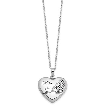 Sentimental Expressions Sterling Silver Rhodium-plated and Antiqued Mother of an Angel Heart Ash Holder 18 Inch Necklace — alternate view