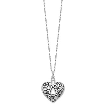 Sentimental Expressions Sterling Silver Rhodium-plated Antiqued Grieving Heart Ash Holder 18 Inch Necklace — alternate view