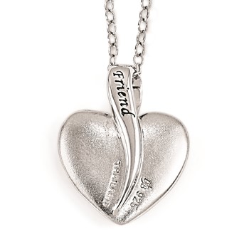 Sterling Silver Polished & Satin Your Friend Heart Necklace — alternate view