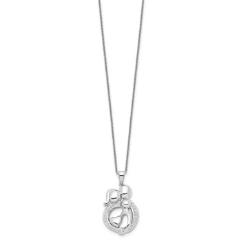 Sentimental Expressions Sterling Silver Rhodium-plated CZ Family of 3 Gathering 18in. Necklace — alternate view